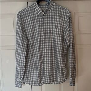 J Crew Men's Gray Checkered Cotton Stretch Button-down XL Shirt